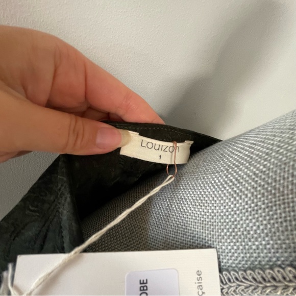 Louizon brocade dress olive dark green v neck button front vintage corset style - Picture 6 of 7